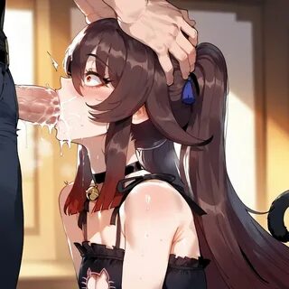 genshin impact, hu tao (genshin impact), miyuai, ai generated, blowjob - .....