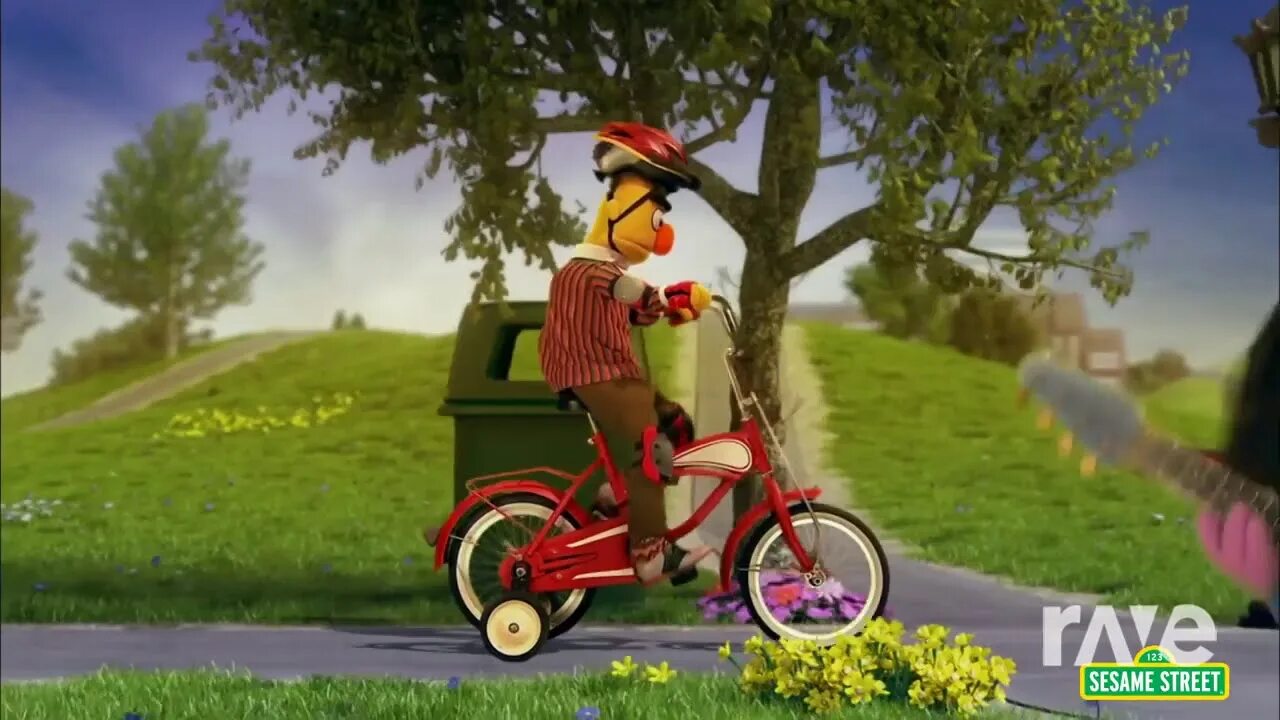 Sesame Street Bert's Love. Sesame Street Dark Ride. Rides his. I saw him riding ___ his Bicycle yesterday..