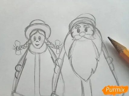 Нарисовать деда мороза и снегурочку 2 класс