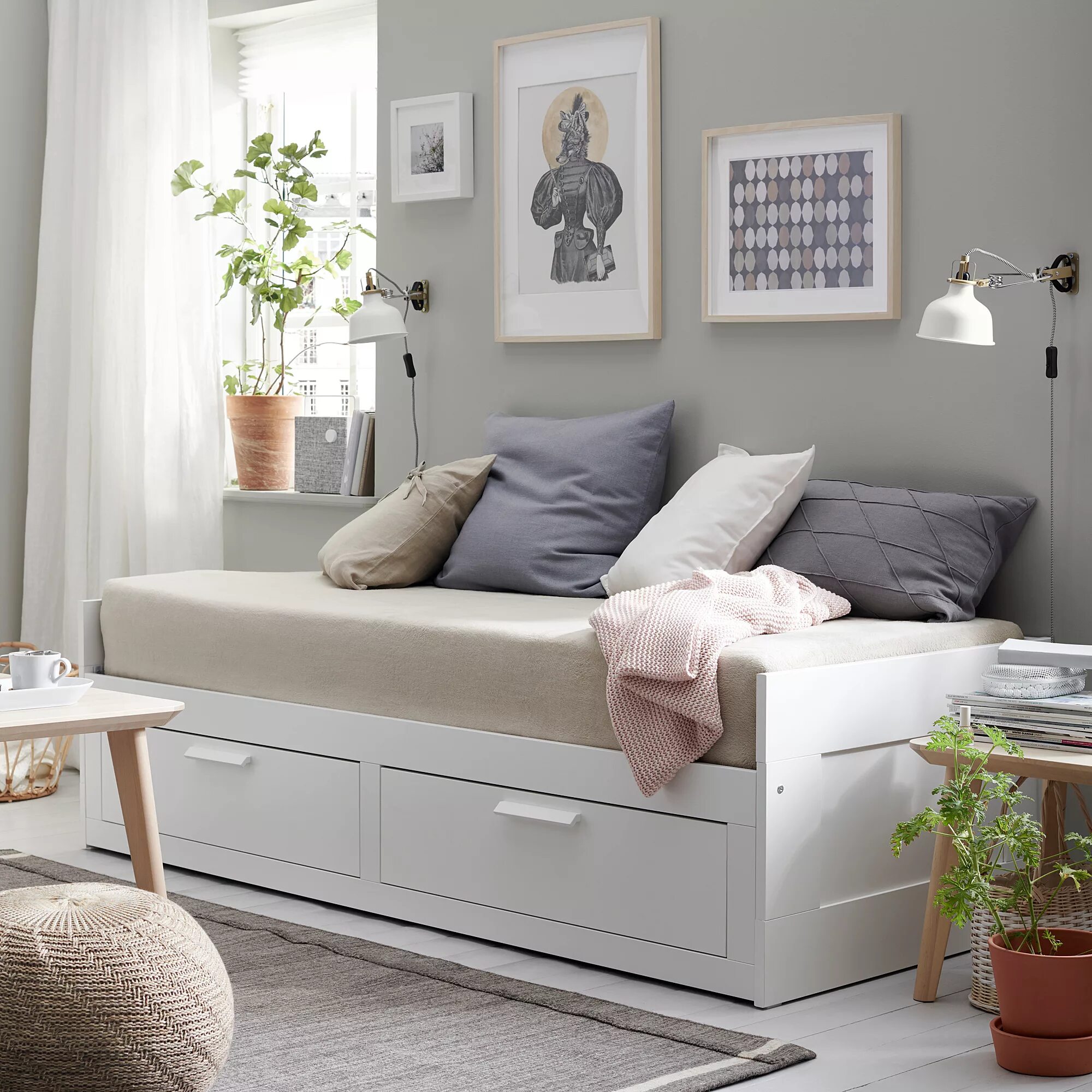 BRIMNES - day-bed frame with 2 drawers, white, 80x200 cm IKEA Taiwan Online