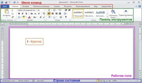 Интерфейс word 2010