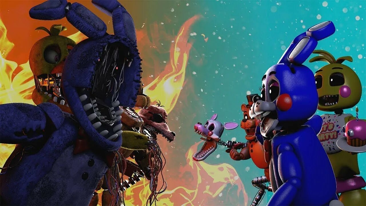 Аниматроники битва аниматроников. Фнаф крисмас аниматроники против. Димон покемон фнаф. Токсик аниматроники. Битва аниматроников 9.