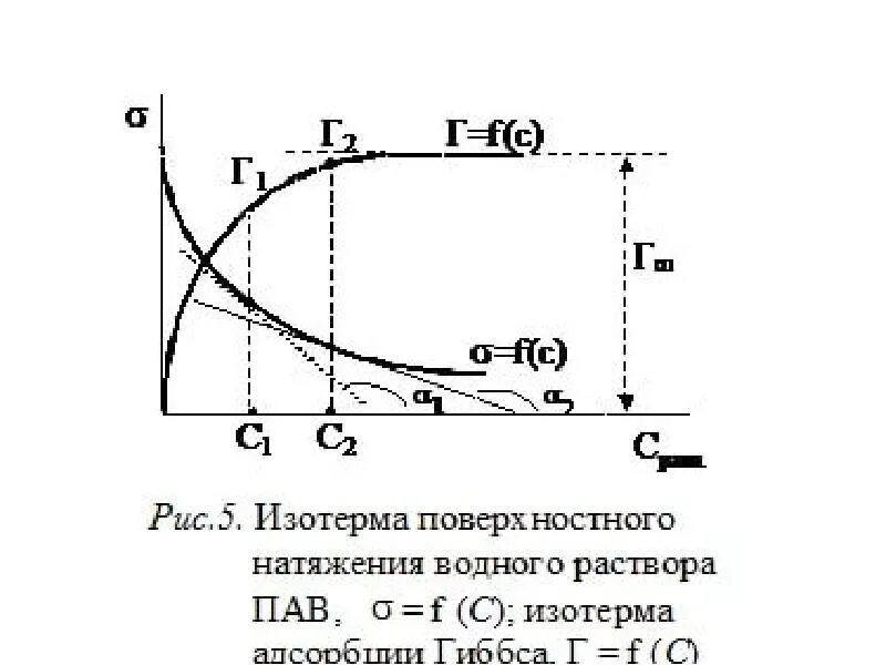 Водный раствор пав. Изотермы гиббсовской адсорбции. Изотерма адсорбции Гиббса и Ленгмюра. Изотерма гиббсовской адсорбции пав. Изотерма адсорбции Гиббса график.