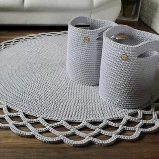 Вязание ковра из полиэфирного шнура крючком