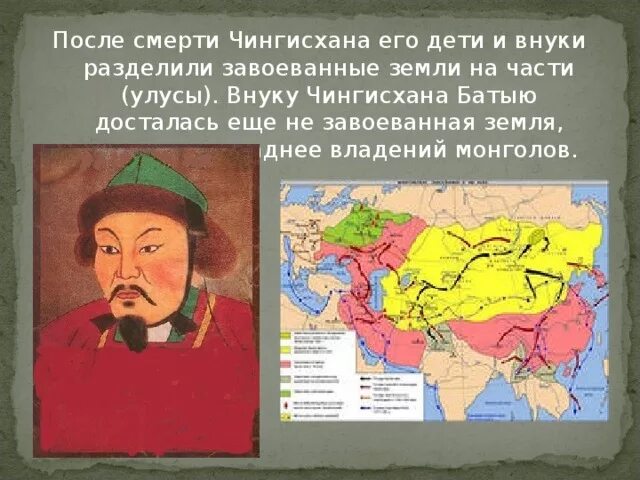 Сын чингисхана унаследовавший титул великого хана. После смерти Чингисхана. Земли захваченные Чингисханом. Улус Батыя. Походы внука Чингисхана Батыя.