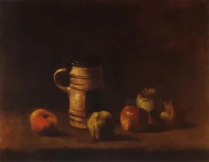 Still life with beer mug and fruit.