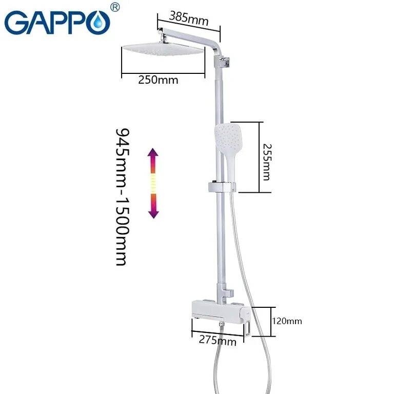 Душевая система Gappo g2417-8. Душевая система со смесителем белый Gappo g2417-8. Душевая стойка Gappo Futura g2417-8. Душевая система Gappo g2417-8 белый/хром. Душевая стойка gappo хром