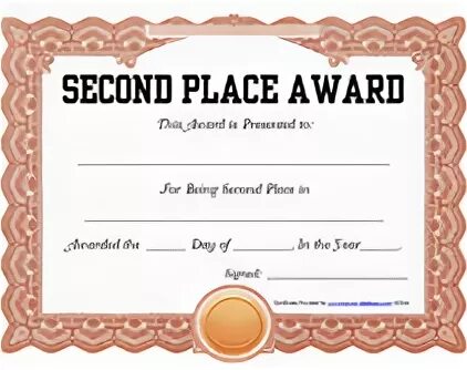 Takes the second place. Certificate for the first place. third place award. second place. certificate from the place of work.