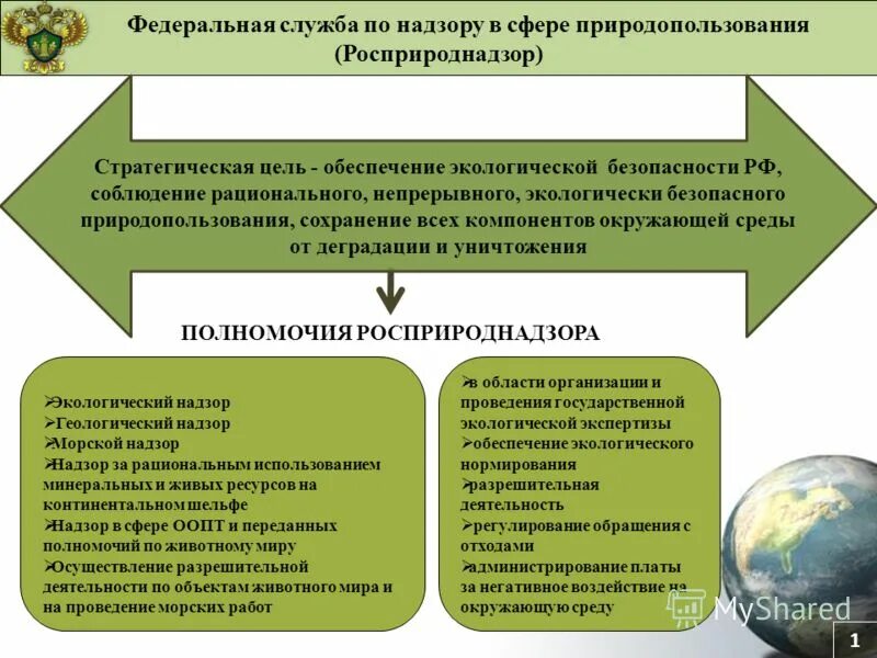 полномочия федеральной службы в сфере природопользования. полномочия контроля и надзора.