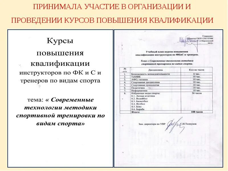 Проект курсов повышения квалификации. Приказ о проведении курсов повышения квалификации через торги. Список квалификаций тренеров.