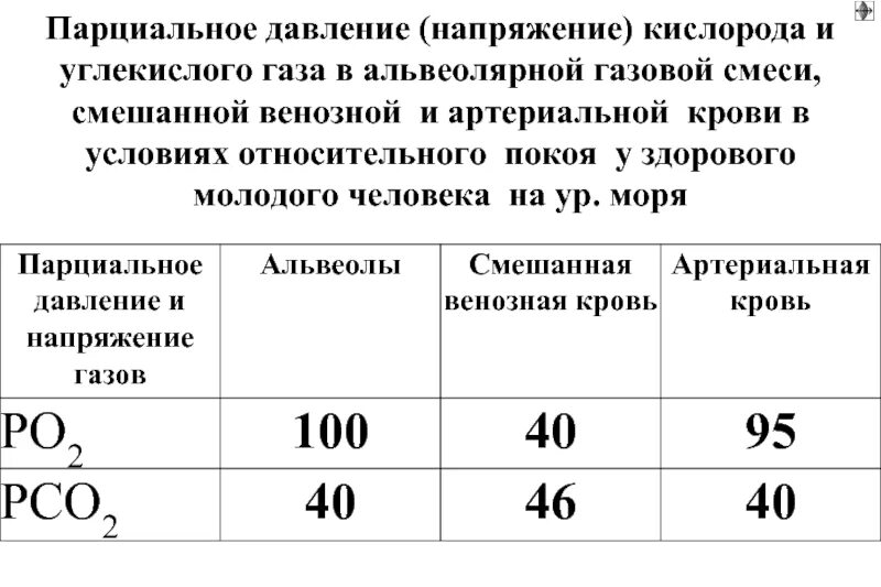 Концентрация воздуха в крови