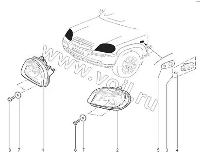 Каталог запасных частей к технике: Chevrolet Niva. Приборы световые передние (с 