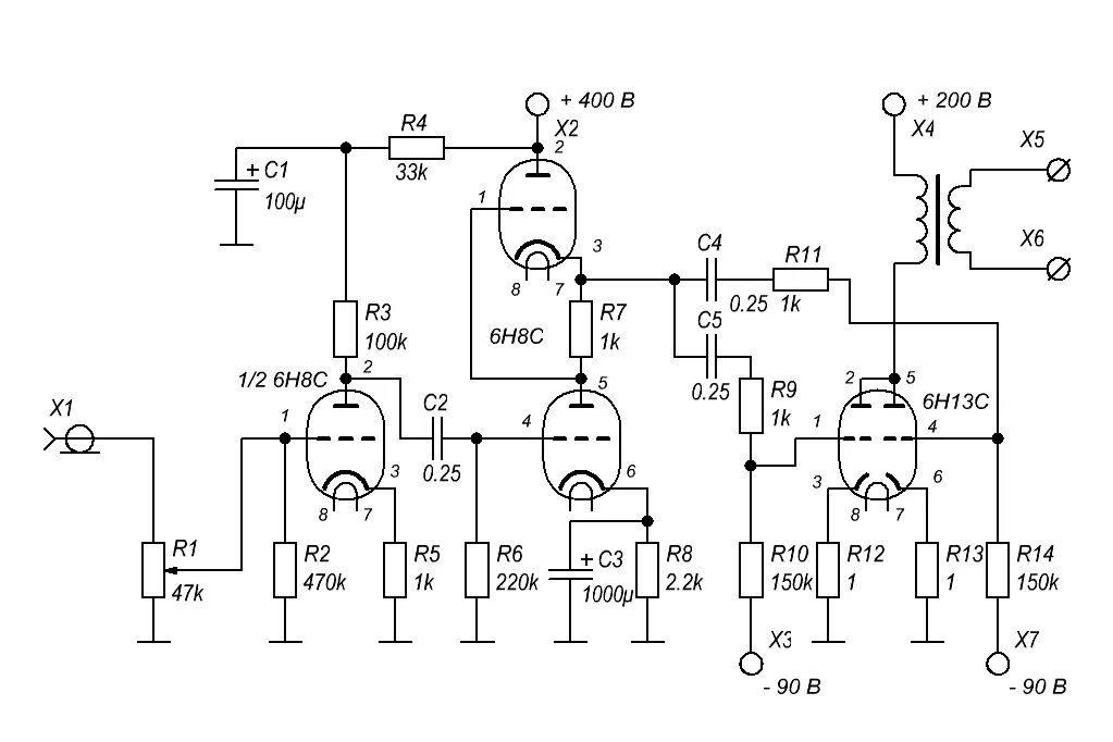 Унч на лампах. 6н5с усилитель однотактный схема. 6н13с усилитель однотактный схема. Двухтактный ламповый на лампах 6н13с. Ламповый усилитель на 6с4с.