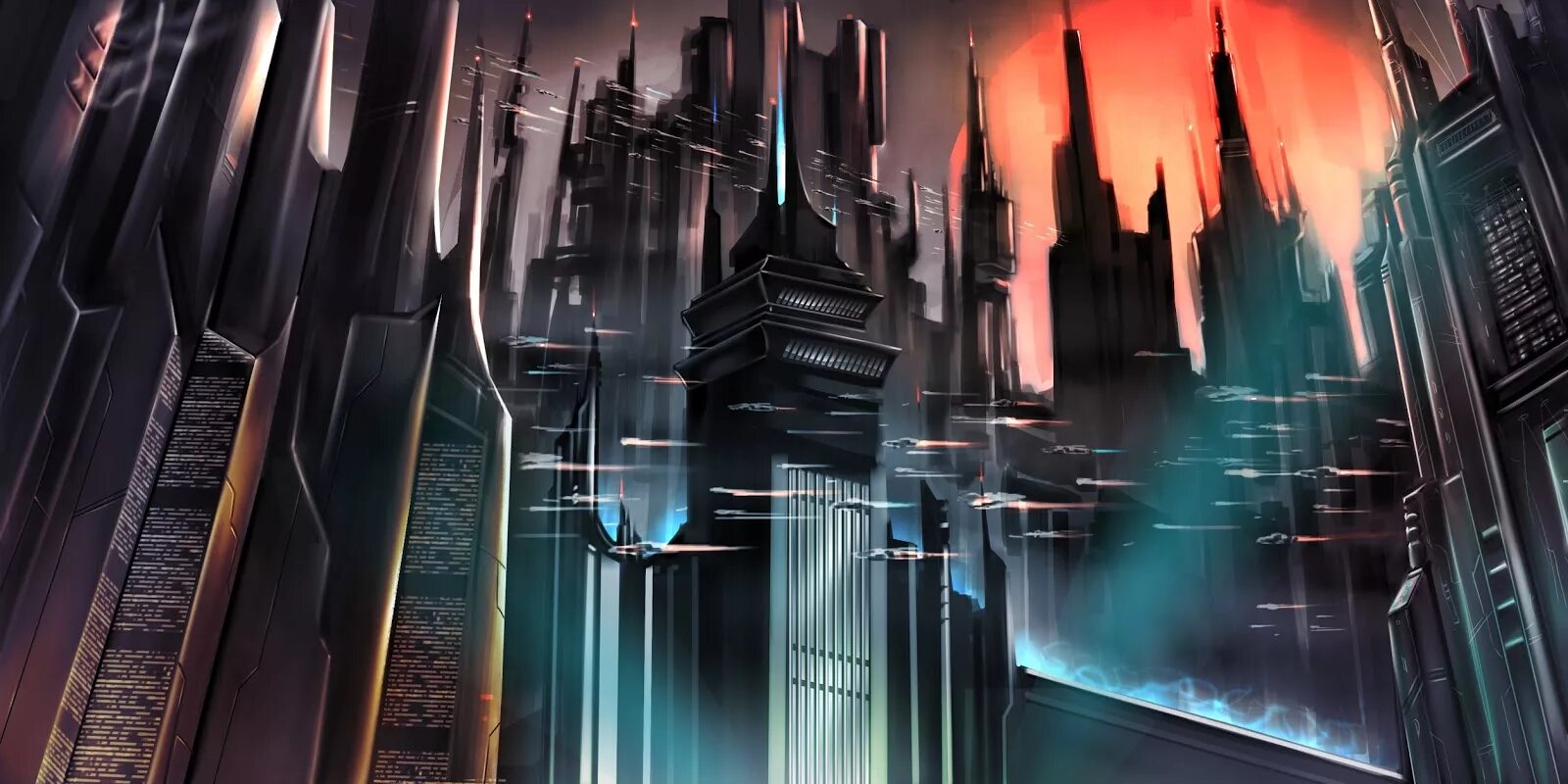 Sci fi город ретрофутуризм. футуристические картины. футуристический дворец. готический футуризм. Concept art sci-fi город.