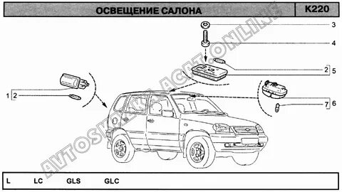 Схема освещения салона нивы
