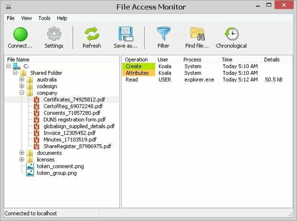 Access monitoring. File monitor. битый файл. folder monitor 1.1.00. access file.