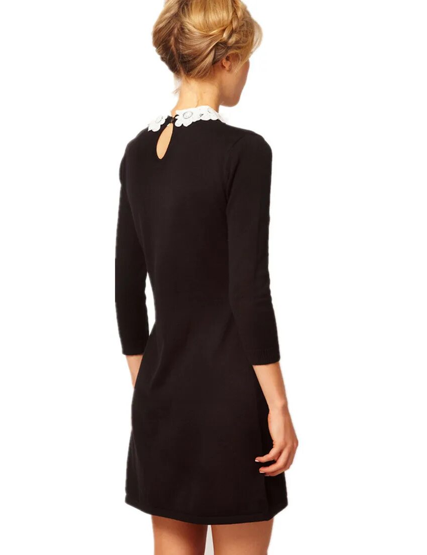 платье с воротником. резервд платье черное с воротником. черное платье в школу. черное платье с воротником. черное платье с белым воротником.