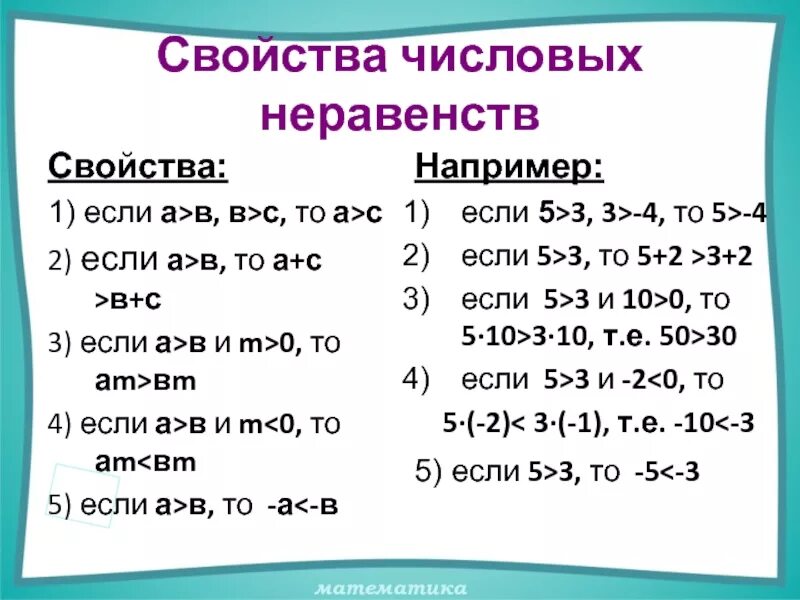 Сложение и умножение числовых неравенств 8 класс. Числовые неравенства. свойства числовых неравенств. свойство числовых неравенств объяснение. доказательство свойств числовых неравенств.