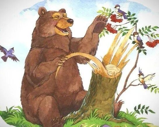 Медведь играет на щепке. Медведь с балалайкой. Медведь рисунок детский. Сказка музыкант бианки. Картина медведь и балалайка.