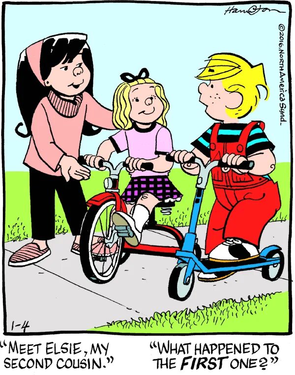 Second happened. Dennis the Menace. Alice Mitchell cartoon. Alice_Mitchell Dennis_Mitchell Dennis_the_Menace. Dennis and Alice Mitchell toons.