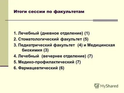 Результаты сессии