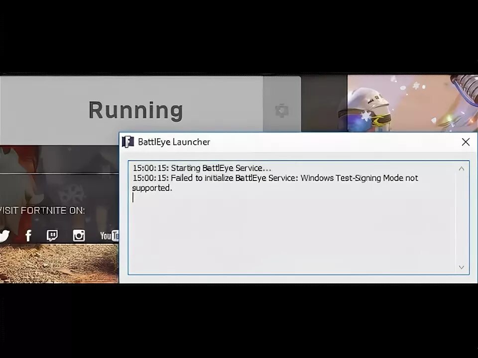 Battleye service not running. Failed to initialize BATTLEYE service: Windows Test-signing Mode not supported.. Battle Launcher ошибка Fortnight. Failed to initialize the game Launcher. Battle Launcher ошибка.