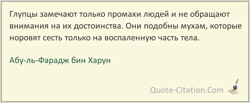 Абуль Фарадж афоризмы. Абу Аль Фарадж. Не обращайте внимание на идиотов. Цитаты о промахах. Человек замечающий недостатки