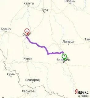 Орел воронеж расстояние на машине по трассе