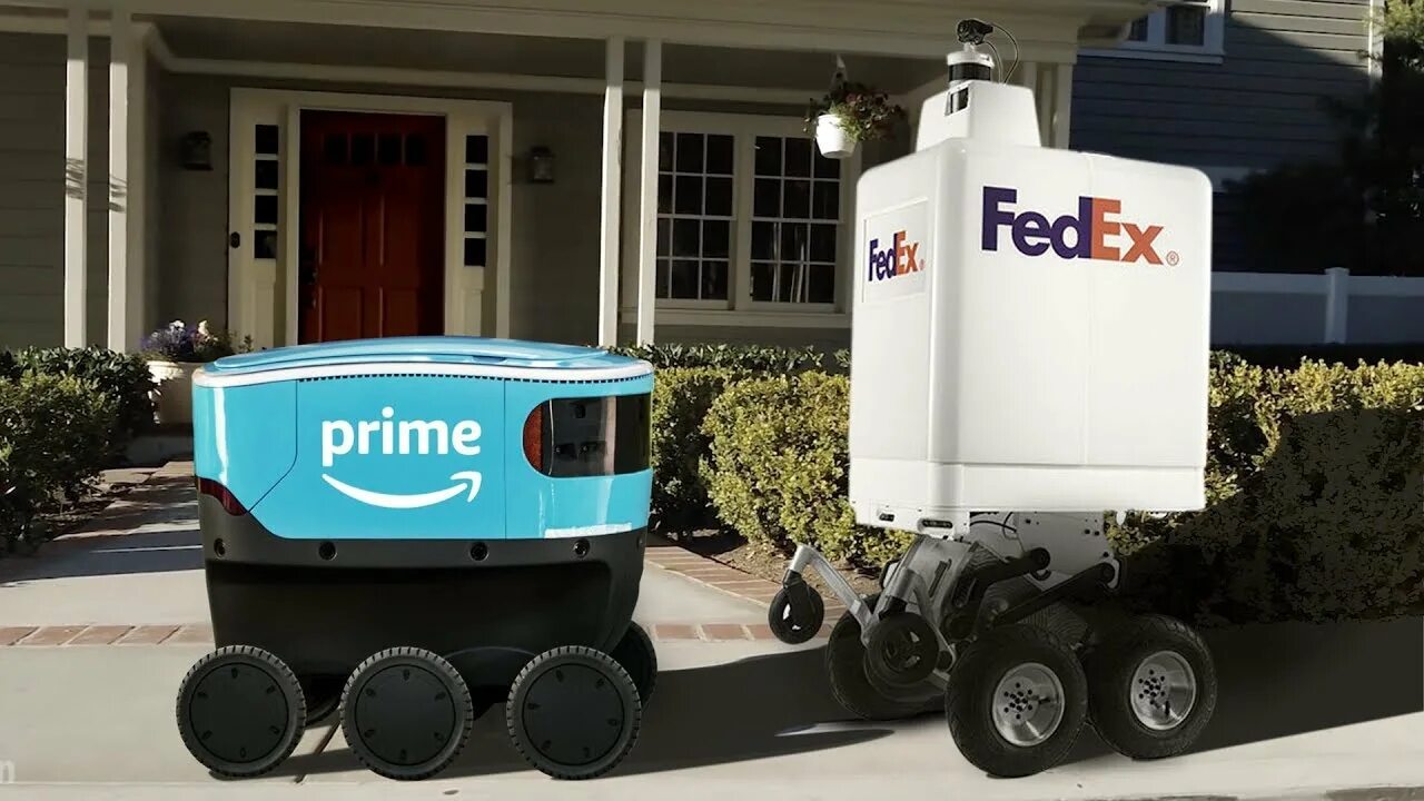 Автономен ли человек. Робот доставщик. Роботы курьеры FEDEX. Робот доставщик Амазон. Роботы-доставщики Amazon Scout.