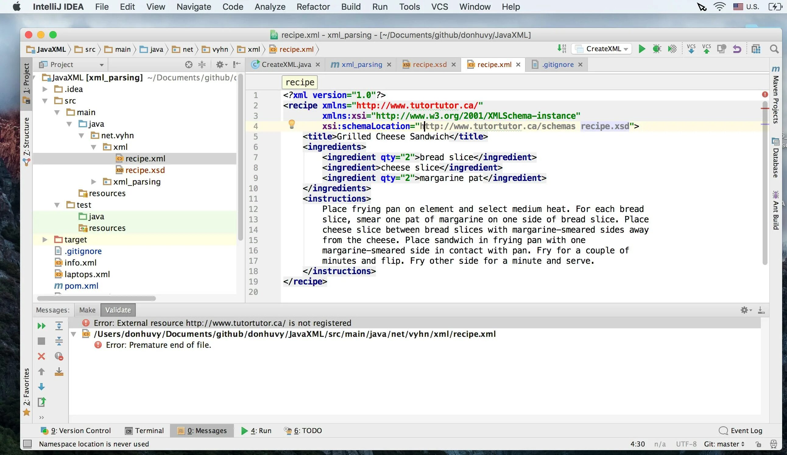 Idea XML. XML SQL Oracle how check xsd ask Tom. Outer Error. Regex Group name Error XML.