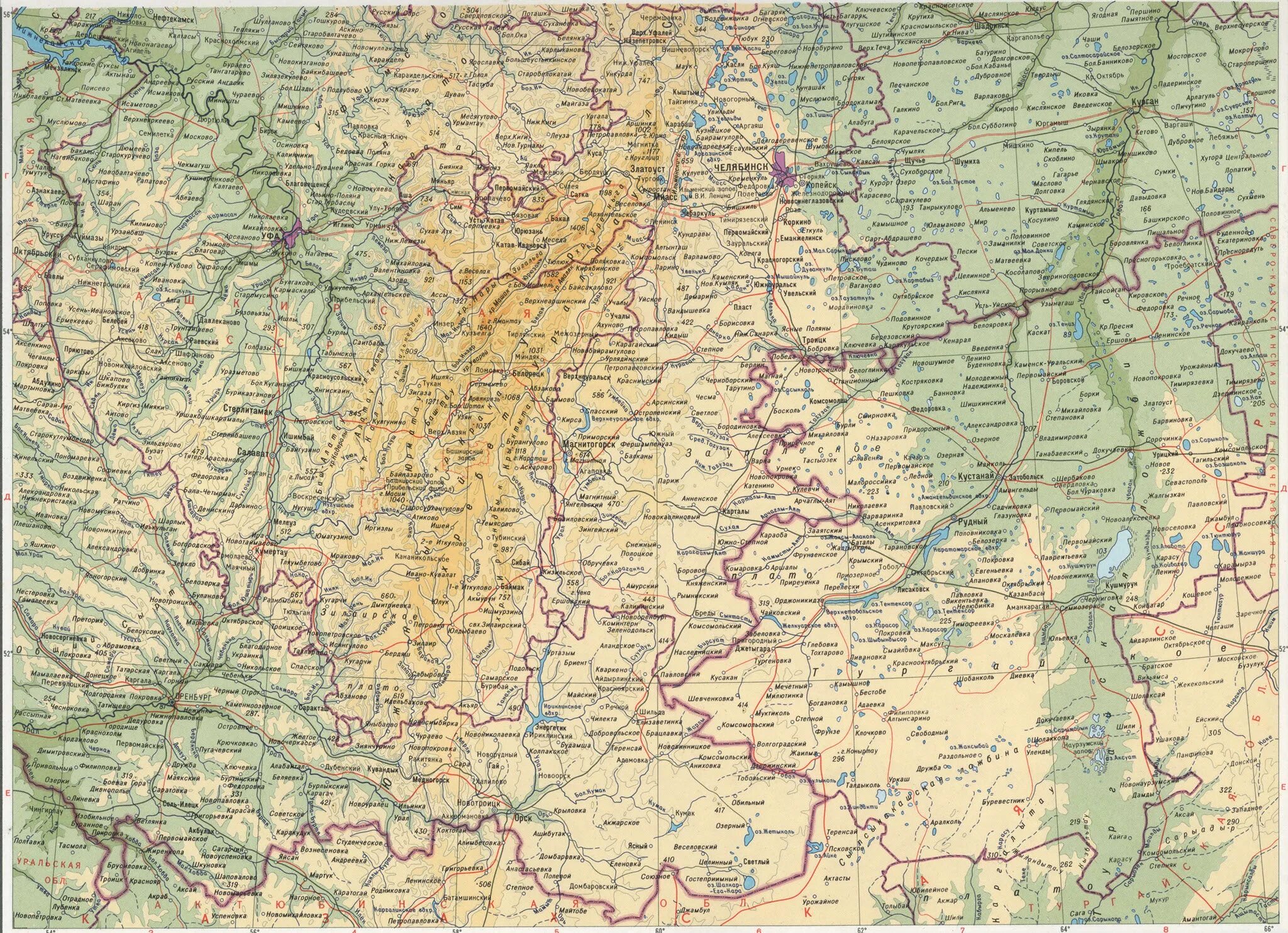 Карта Урала и Приуралья 1913. Физическая карта Южного Урала подробная. Средний Урал физическая карта. Южный Урал на карте Урала.