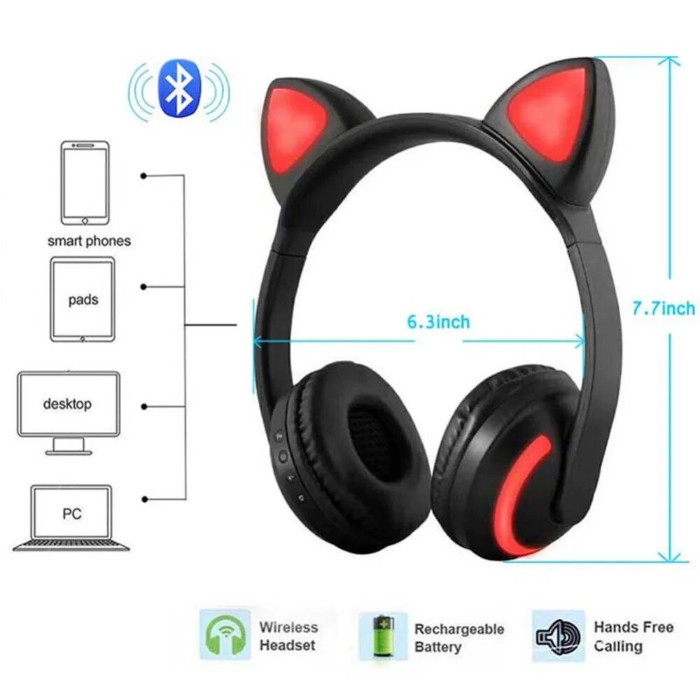 Инструкция наушников с ушками. Беспроводные наушники wireless headphones cat ear. wireless led wireless headphones with 7 color. наушники с ушками кошки подключить bluetooth wireless. 5.0 wireless наушники led stereo cat ear headphones with built-in-mic.
