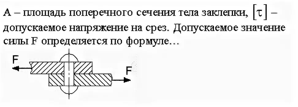Площадь поперечного сечения 55. Площадь поперечного сечения тела заклепки. площадь поперечного сечения заклепки. допускаемое напряжение на срез. площадь среза заклепки.