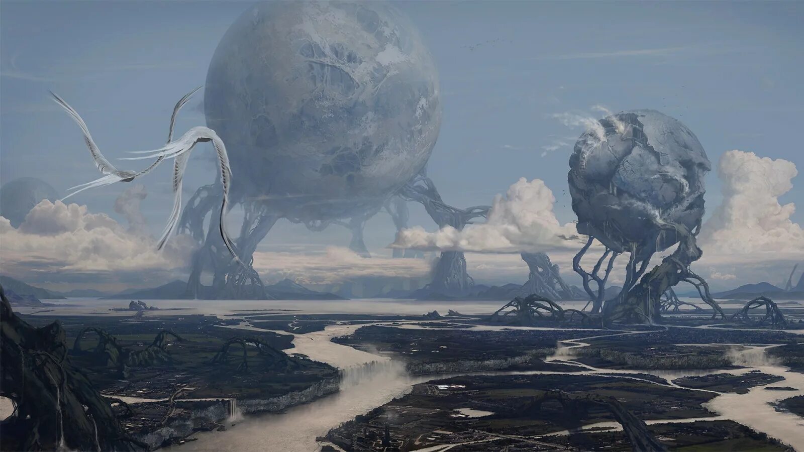 Фантастические космические корабли. Фантастические пейзажи. Фантастические пейзажи. Другая планета. Футуристический пейзаж.