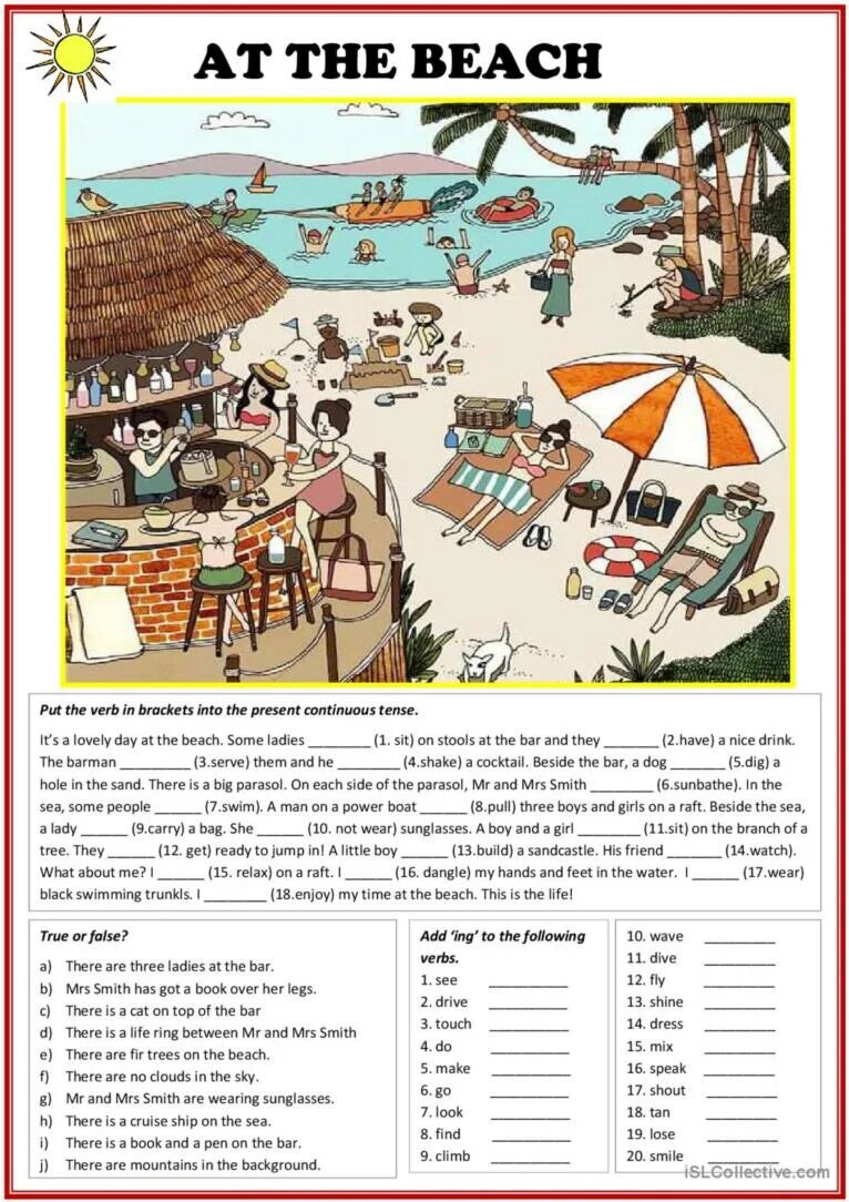 Describing holidays. Лето Worksheets. At the Beach лексика. Лексика пляж на английском. Beach Worksheets for Kids.