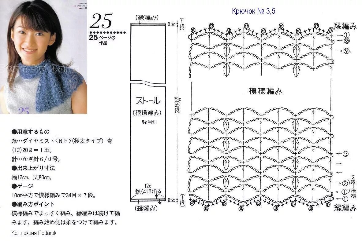 Шарф крючком схема описание