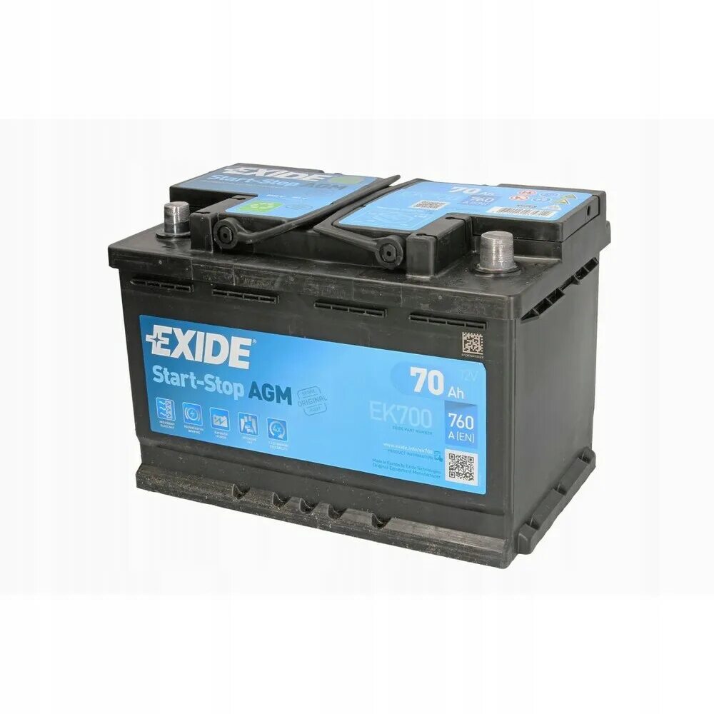Аккумулятор exide 70. Exide start-stop agm ek700. аккумулятор exide 70ah. exide agm ek700 70ah 760a (r+) (278x175x190). exide ek700 agm.