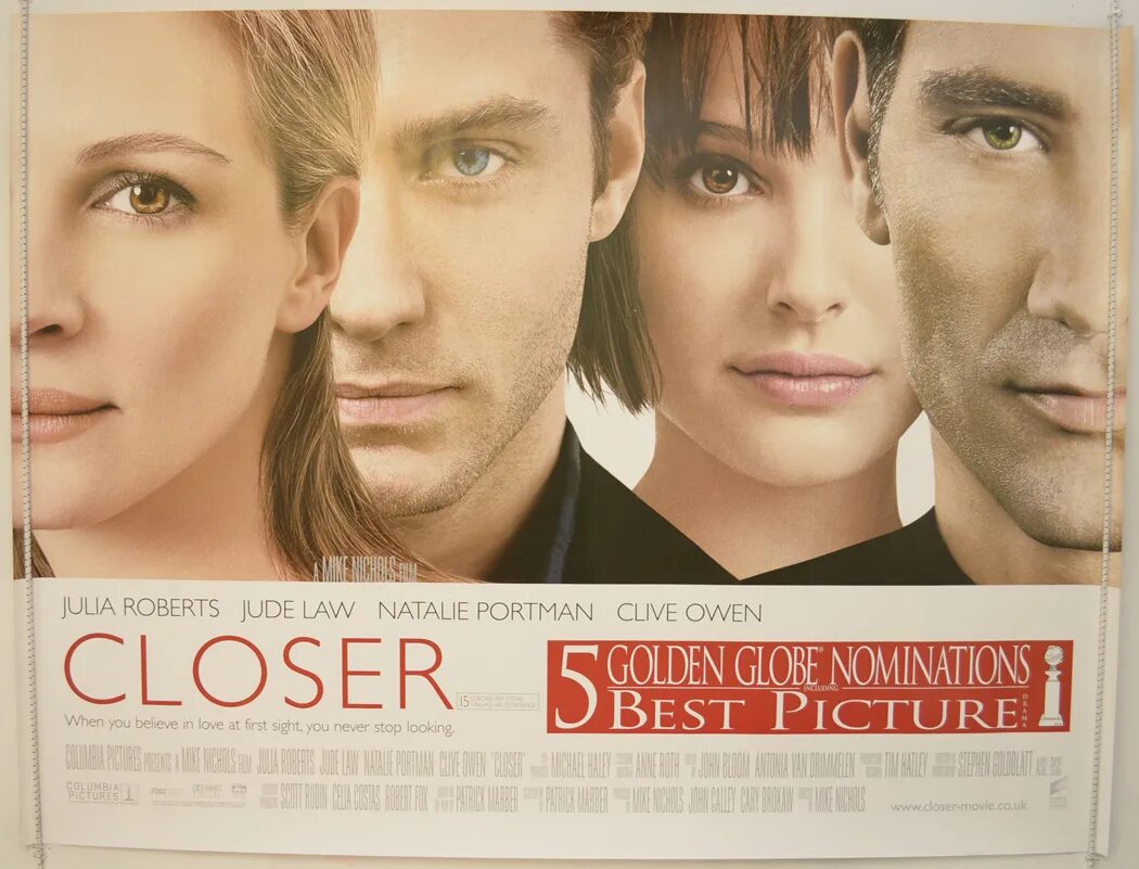 Близость / closer (2004). Близость Постер. Клайв Оуэн и Натали Портман. Closer to c