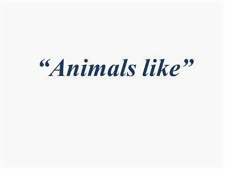 Live like animals. Live like animals