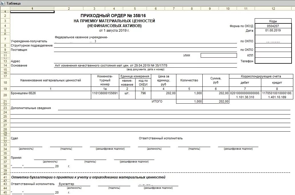 Акт списания нефинансовых активов. Приходный ордер ф 0504207. Ордер по передаче ценностей 0402102. Ордер по передаче ценностей 0402102 заполненный. Приходный ордер 0504207 образец заполнения.