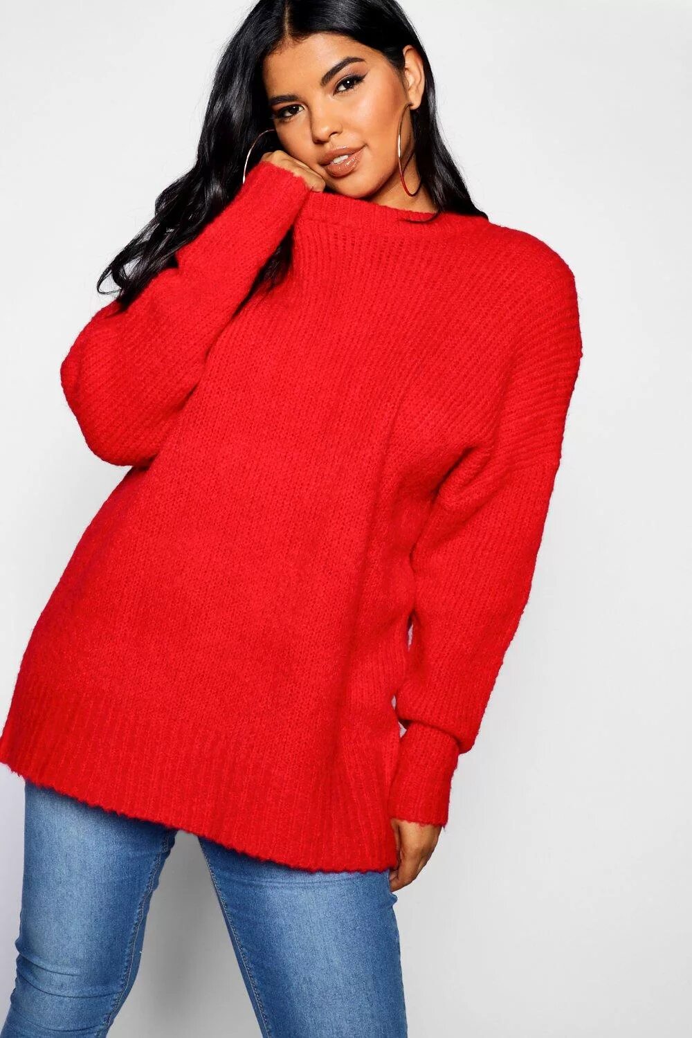 Красное свободное. Красный Свободный свитер.