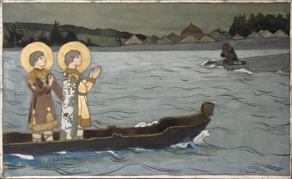 Явление иконы николая чудотворца дмитрию донскому. Святые борис и глеб на ладье. Видение царских охотников христианские. Мономах гравюра. Явление иконы николая чудотворца дмитрию донскому.