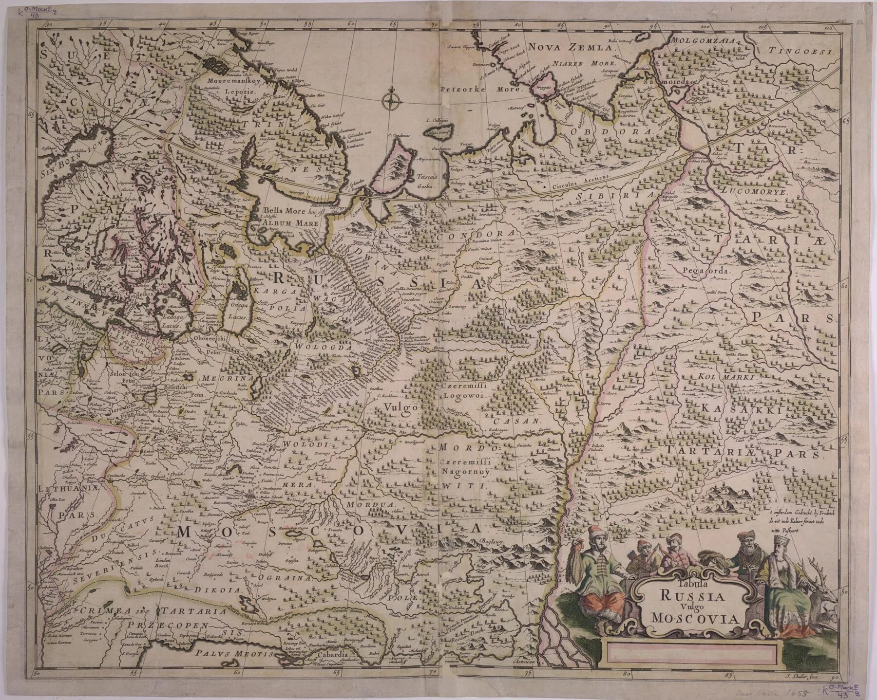 Карта России картографов 16-17 веков. Картографическая бумага.