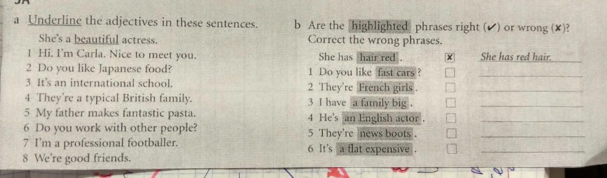 Underline adjectives. Underline the correct adjective. Underline the right Words. Английский язык распечатка Mark the sentences right or wrong.