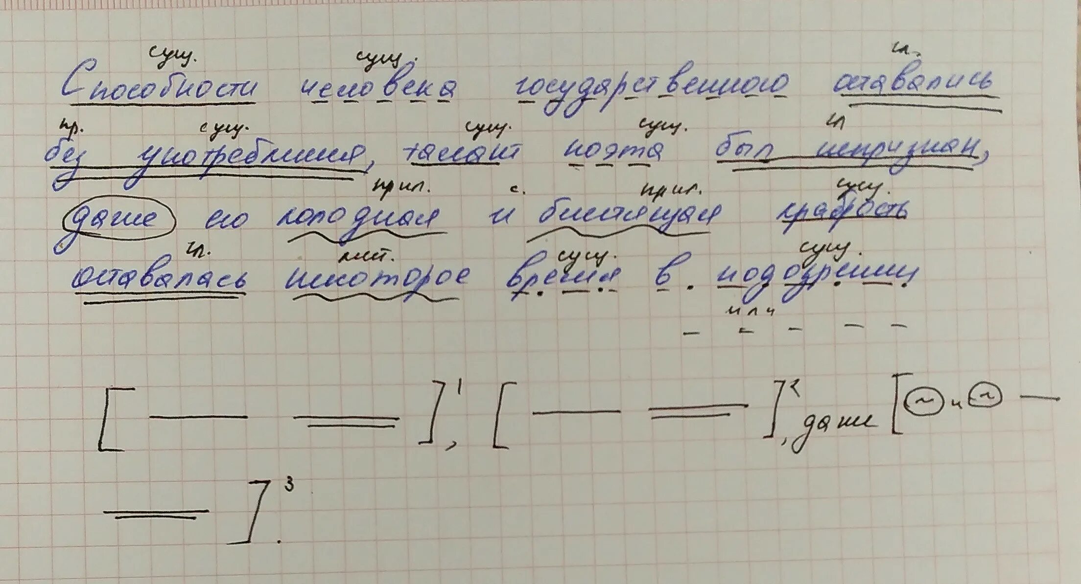 Пунктуационный разбор предложения вечерняя заря начинается когда. Разбор предложения. Разбор предложения в тетради.