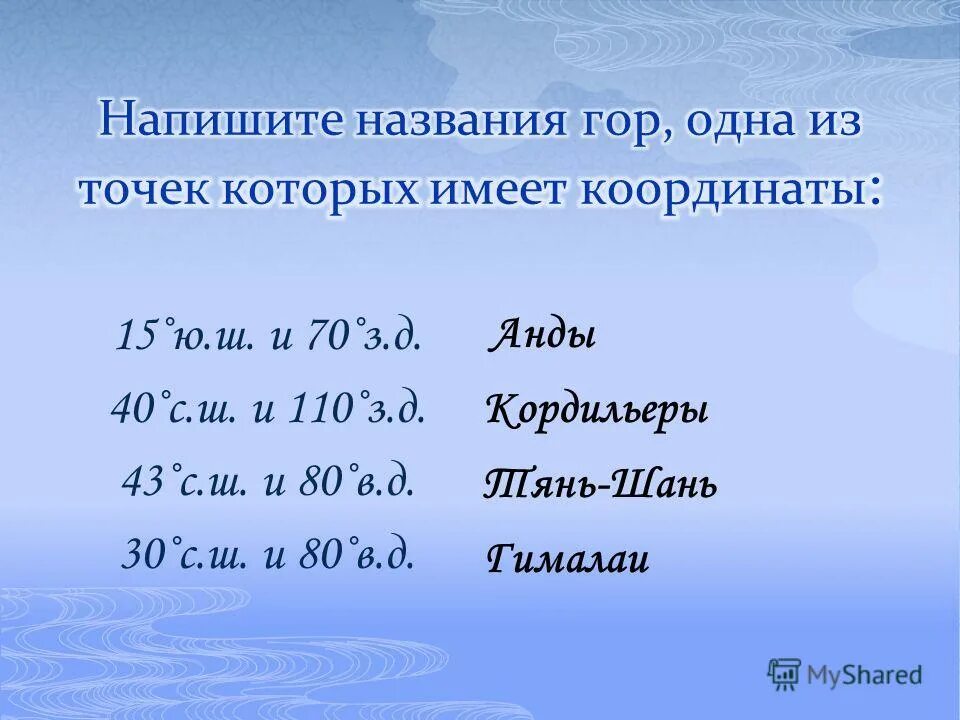 42 с ш 13 в д какой. Географические координаты горы Гималаи. Географические координаты горы Анды. Координаты гор Гималаи. Координаты горы Гималаи.