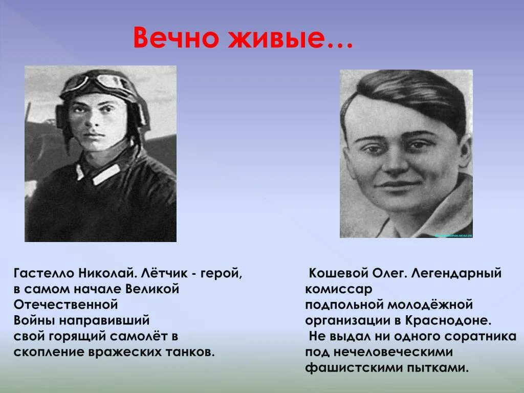 Подвиг кошевого краткое. Гастелло летчик подвиг. Лётчик Отечественной войны Гастелло.