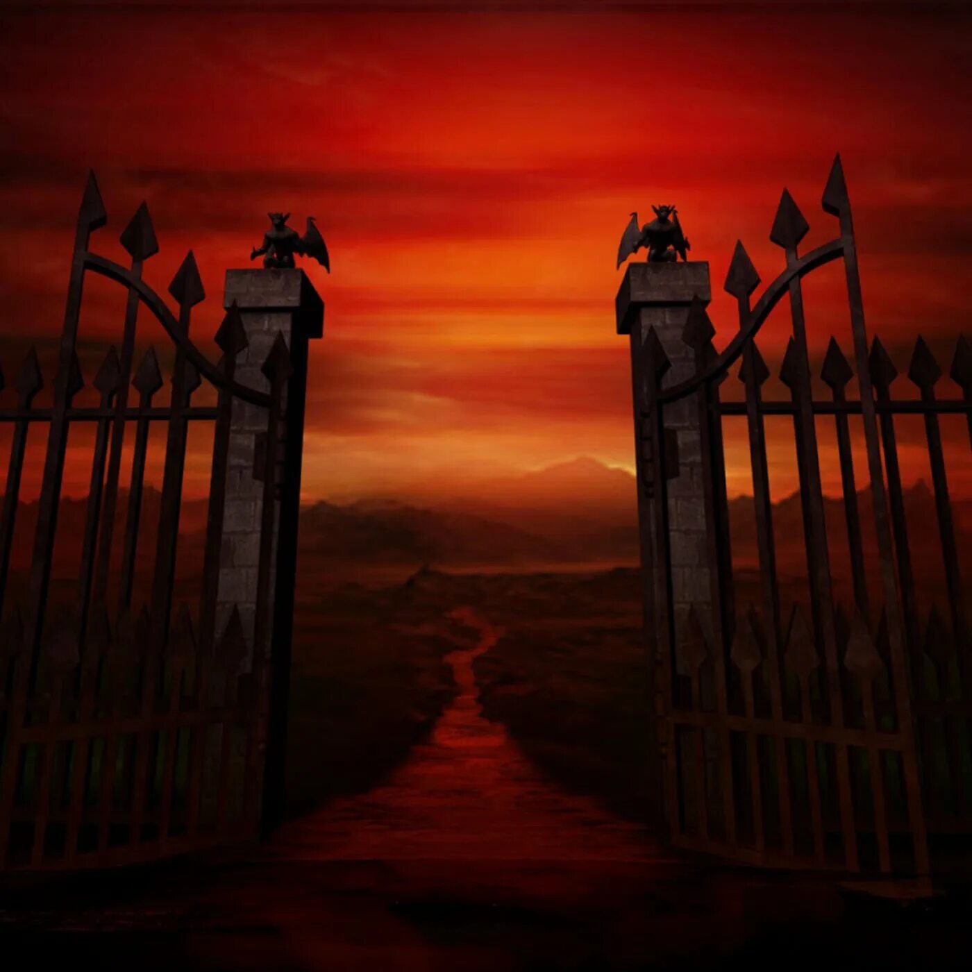 Мрак у ворот. Тлен город. Ворота в ад. Готические обои. Мрак у ворот.