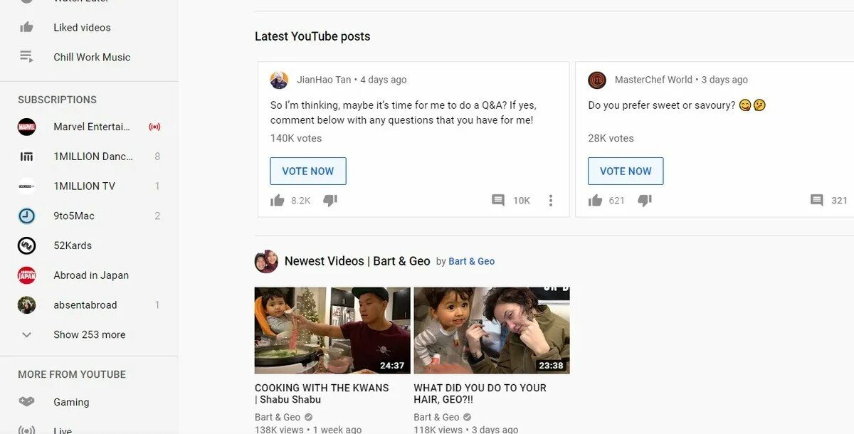 Youtube latest community Posts.