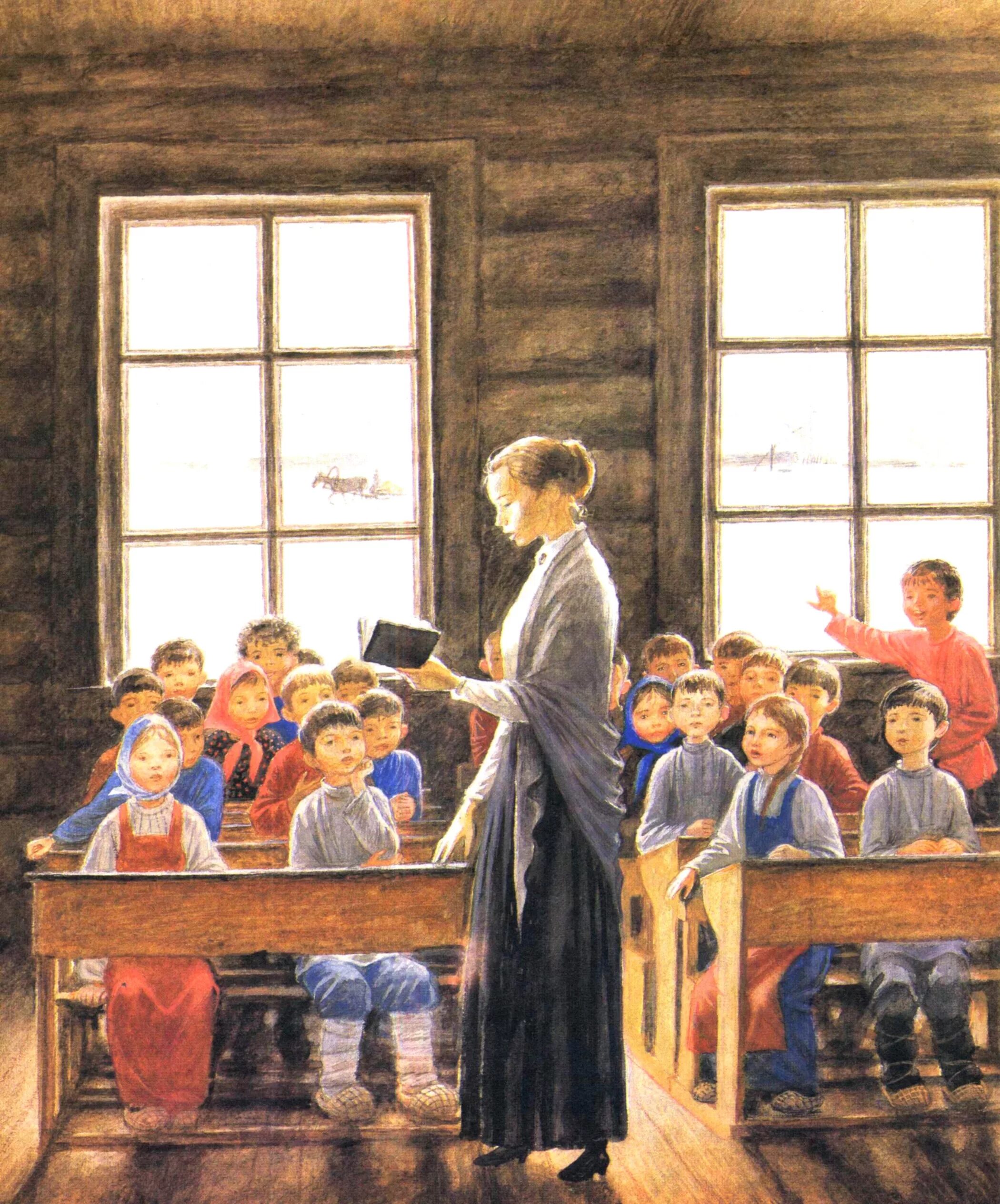 ученик живопись. как выглядит первая школа. первая школа. кустодиев. ученики 2 класса.